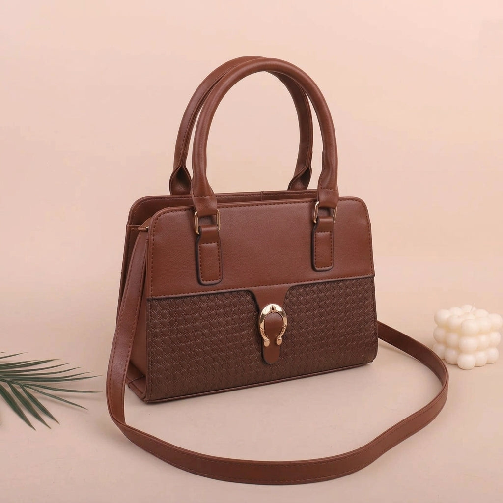 Kelbrik Woven Suede Handbag — Top Handle Bag
