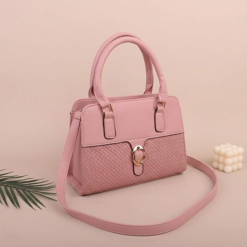Kelbrik Woven Suede Handbag — Top Handle Bag