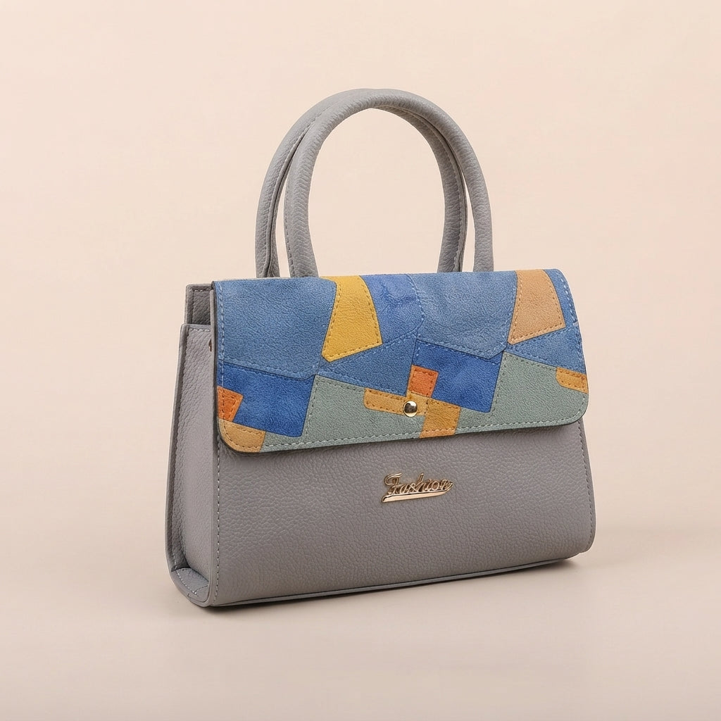 Kelbrik Patchwork Shoulder Bag — Color Block Top Handle