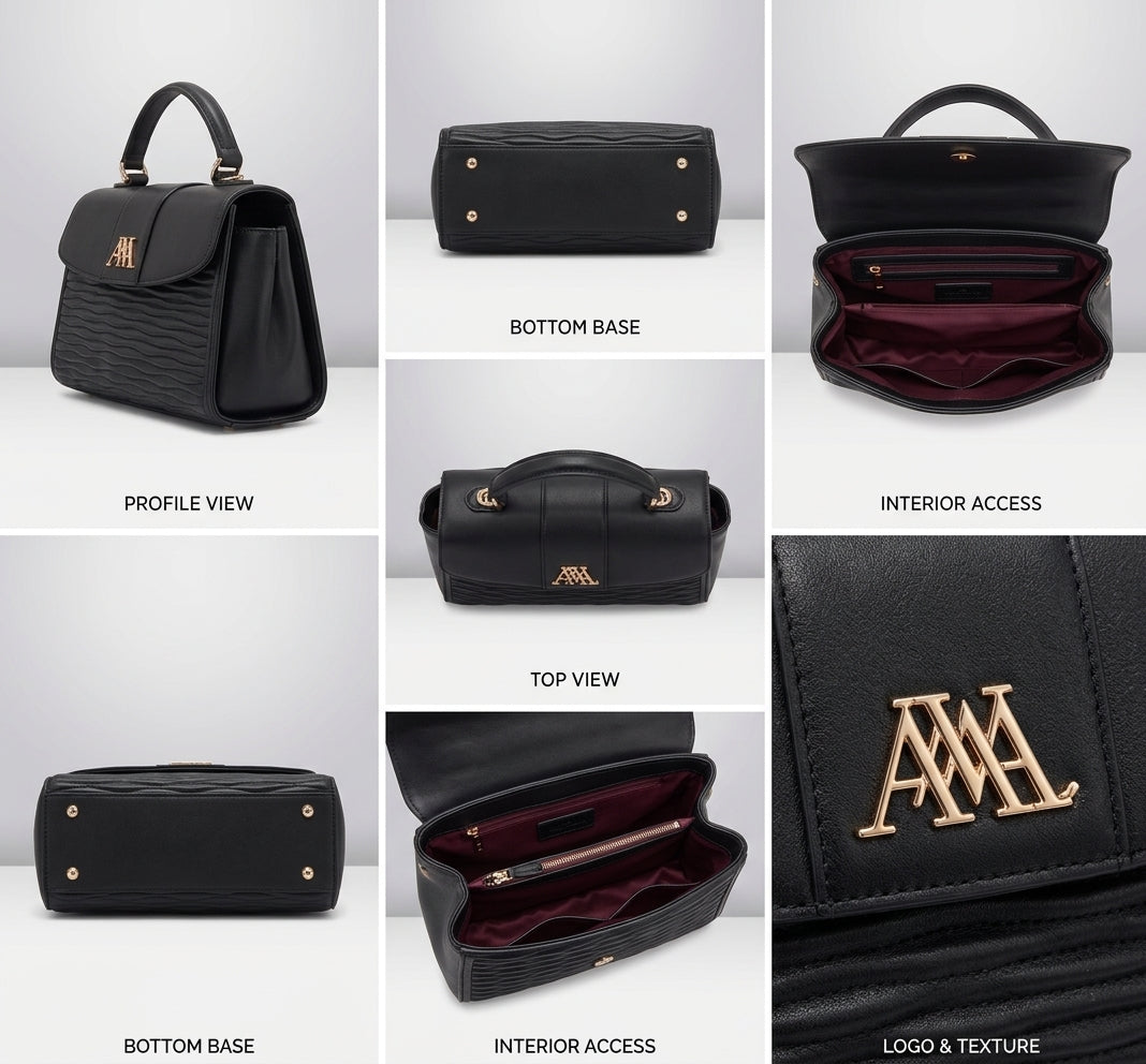 Kelbrik Aura Handbag — Textured Wave Flap Satchel