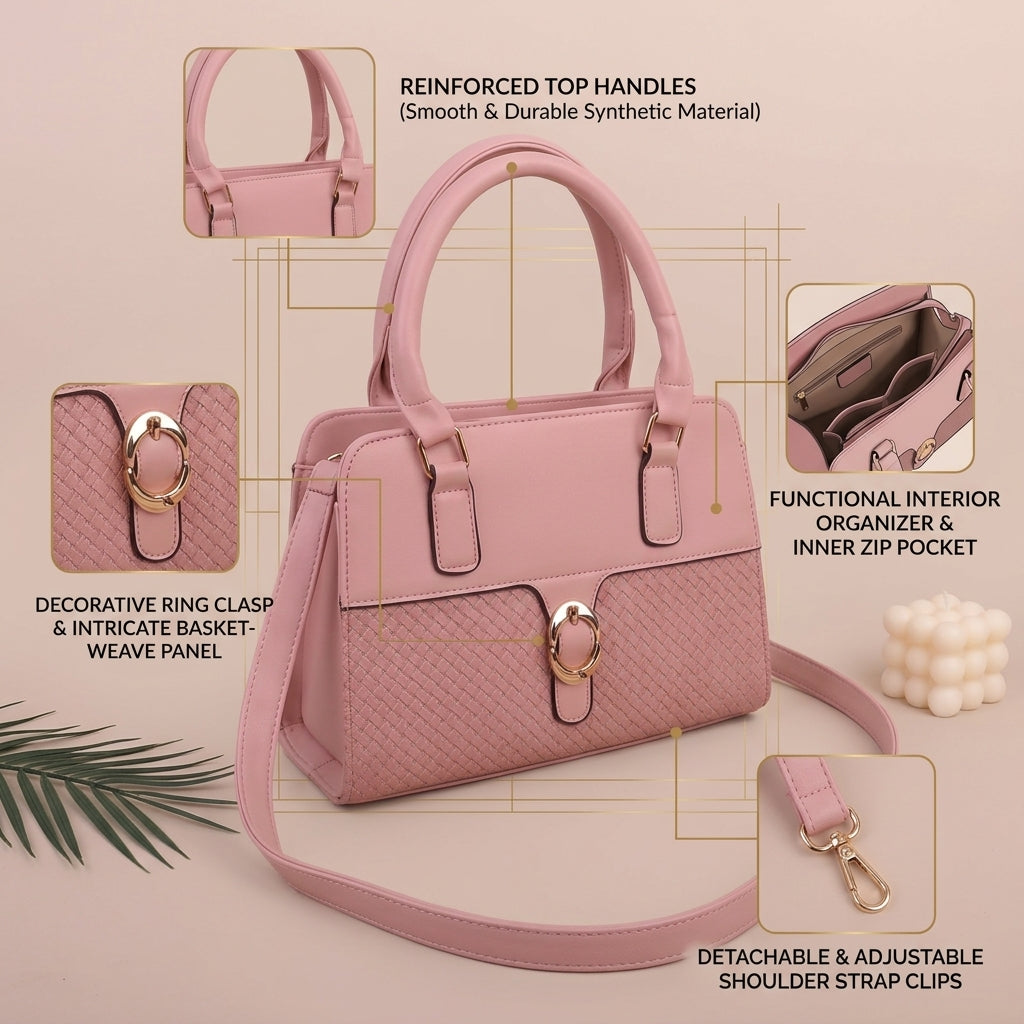 Kelbrik Woven Suede Handbag — Top Handle Bag