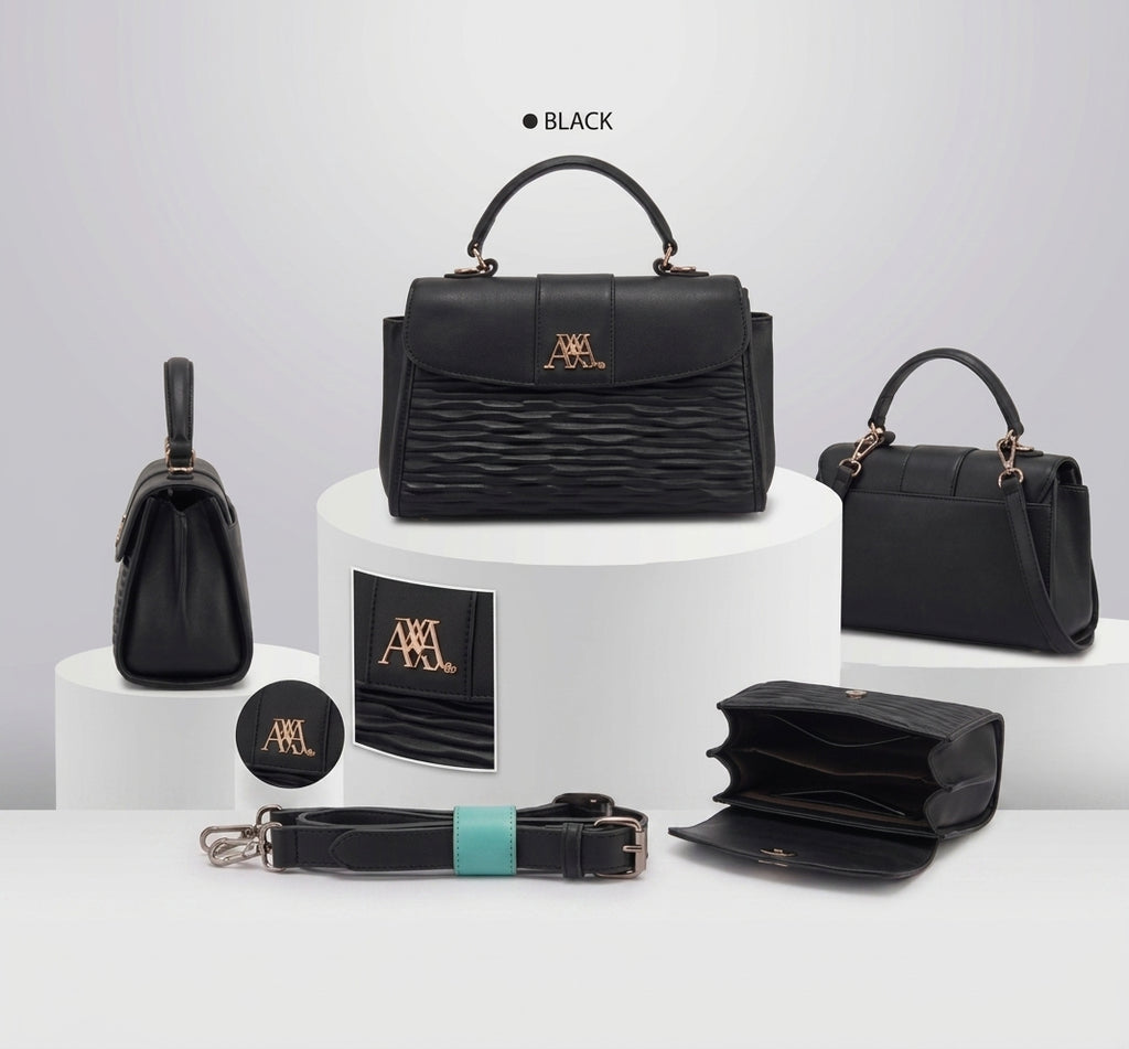 Kelbrik Aura Handbag — Textured Wave Flap Satchel