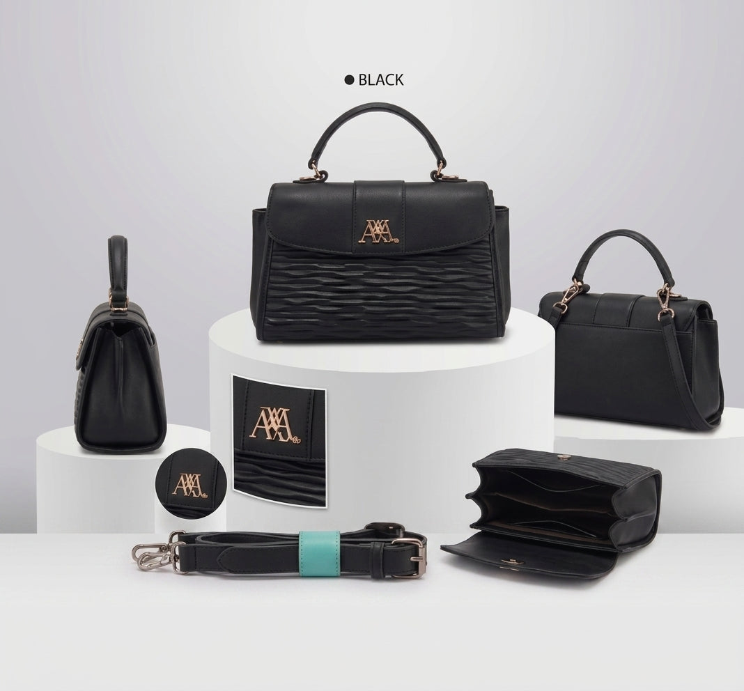 Kelbrik Aura Handbag — Textured Wave Flap Satchel
