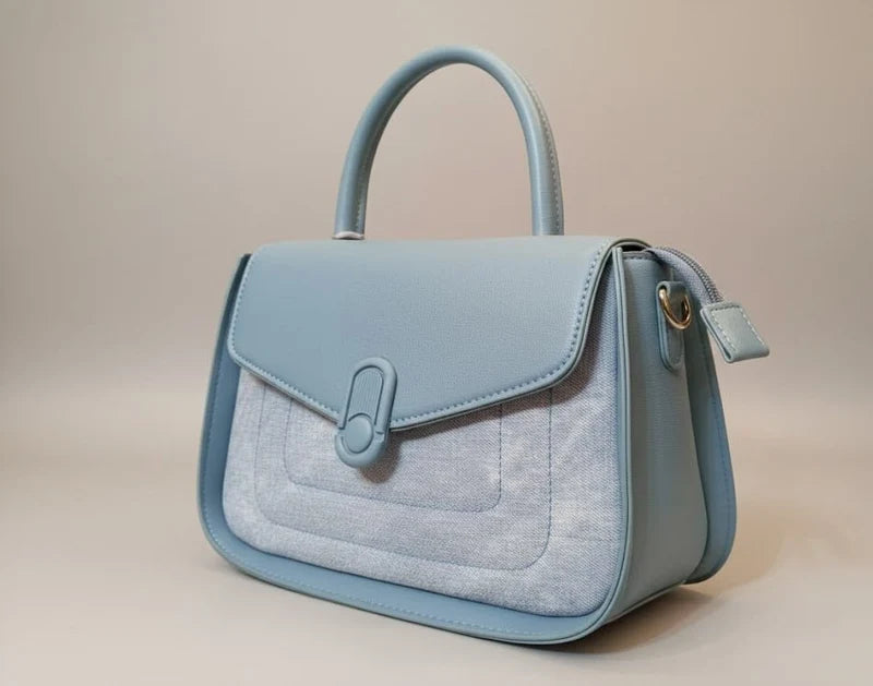 Kelbrik Ciel Satchel — Denim Leather Top-Handle Bag