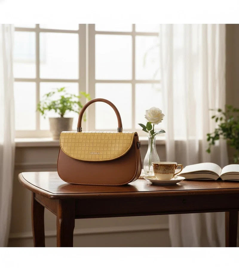 Kelbrik Amara Satchel — Dual-Tone Textured Flap Bag