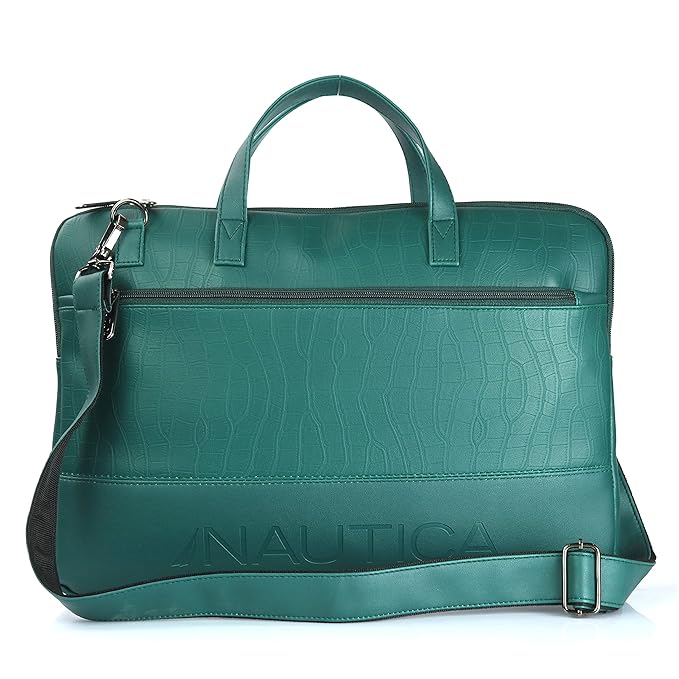 Nautica Padded Laptop Bag — Crocodile-Embossed Briefcase