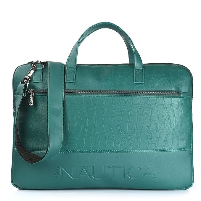 Nautica Padded Laptop Bag — Crocodile-Embossed Briefcase