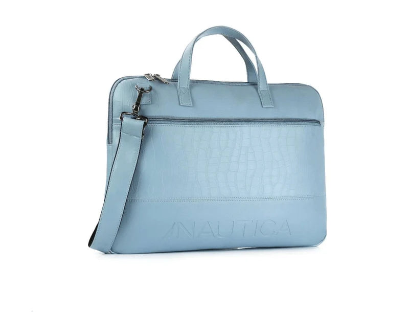 Nautica Padded Laptop Bag — Crocodile-Embossed Briefcase