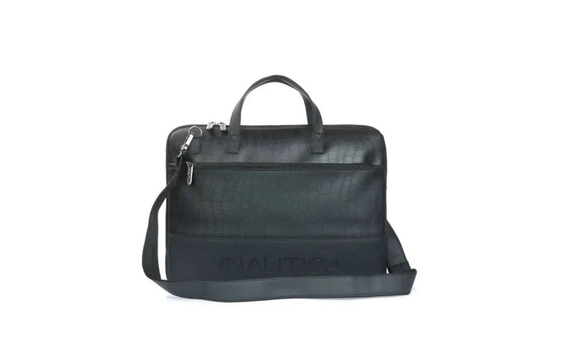 Nautica Padded Laptop Bag — Crocodile-Embossed Briefcase