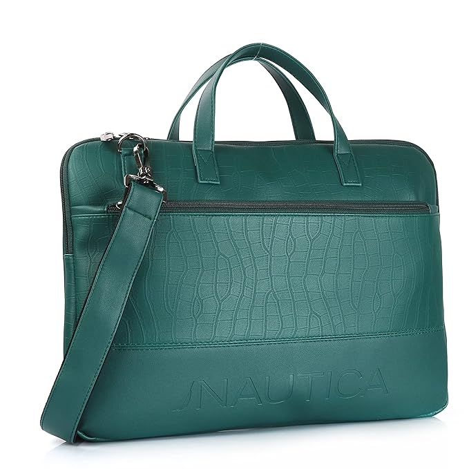 Nautica Padded Laptop Bag — Crocodile-Embossed Briefcase