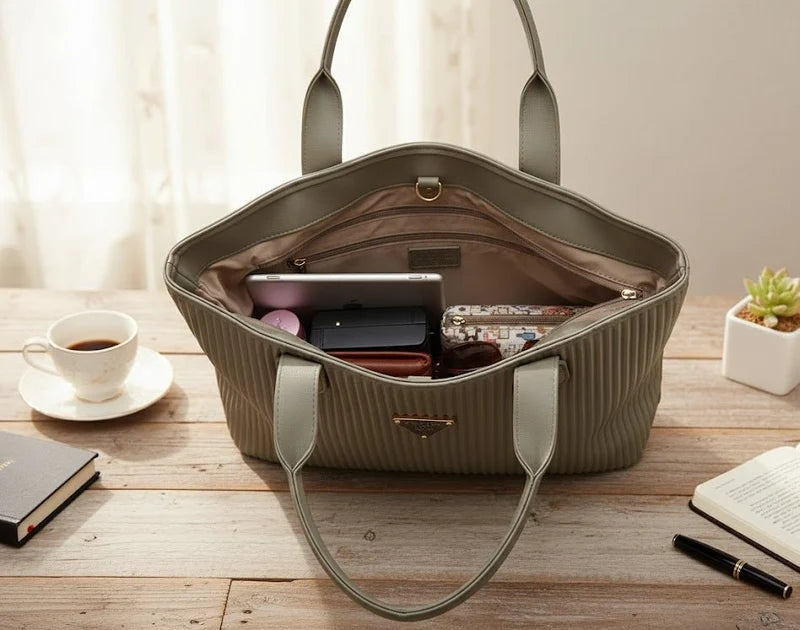 Kelbrik Ribbed Tote — Textured Shoulder Bag