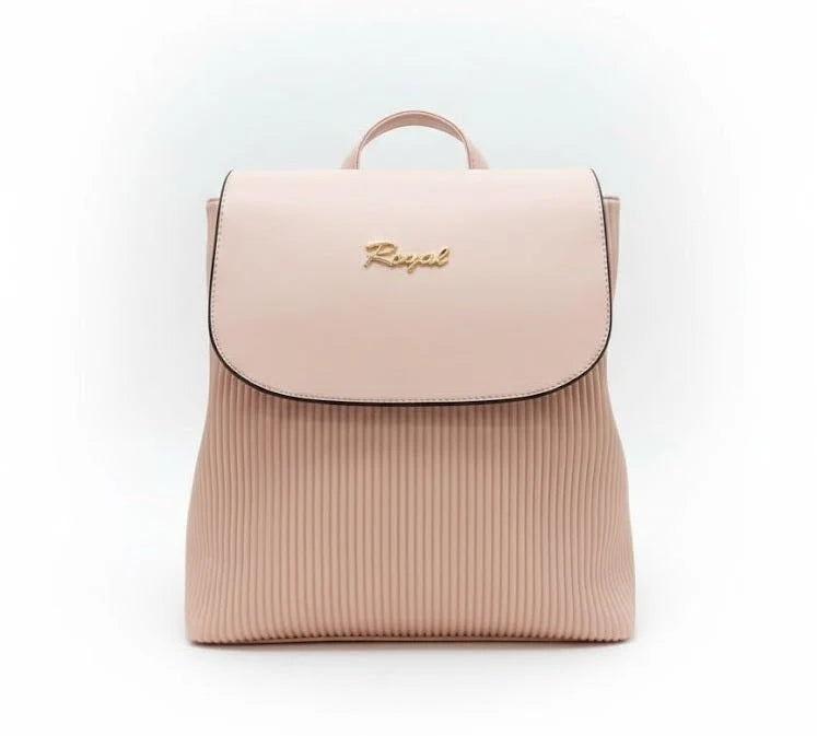 Kelbrik Royal Pleated Backpack — Blush Pink Ribbed Everyday Bag