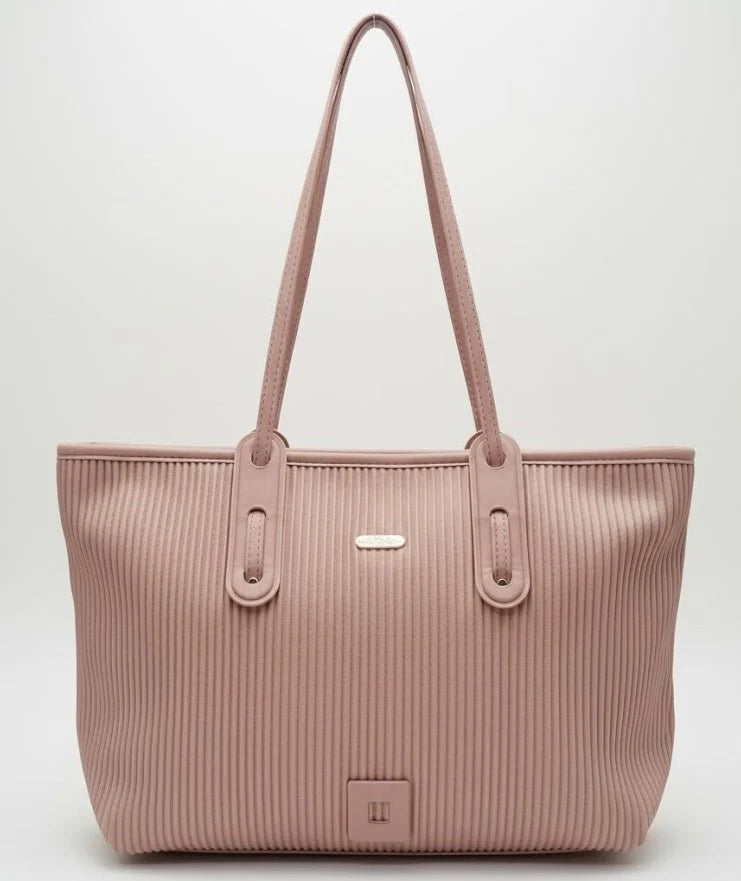 Kelbrik Blush Ribbed Tote — Long Strap Shoulder Bag